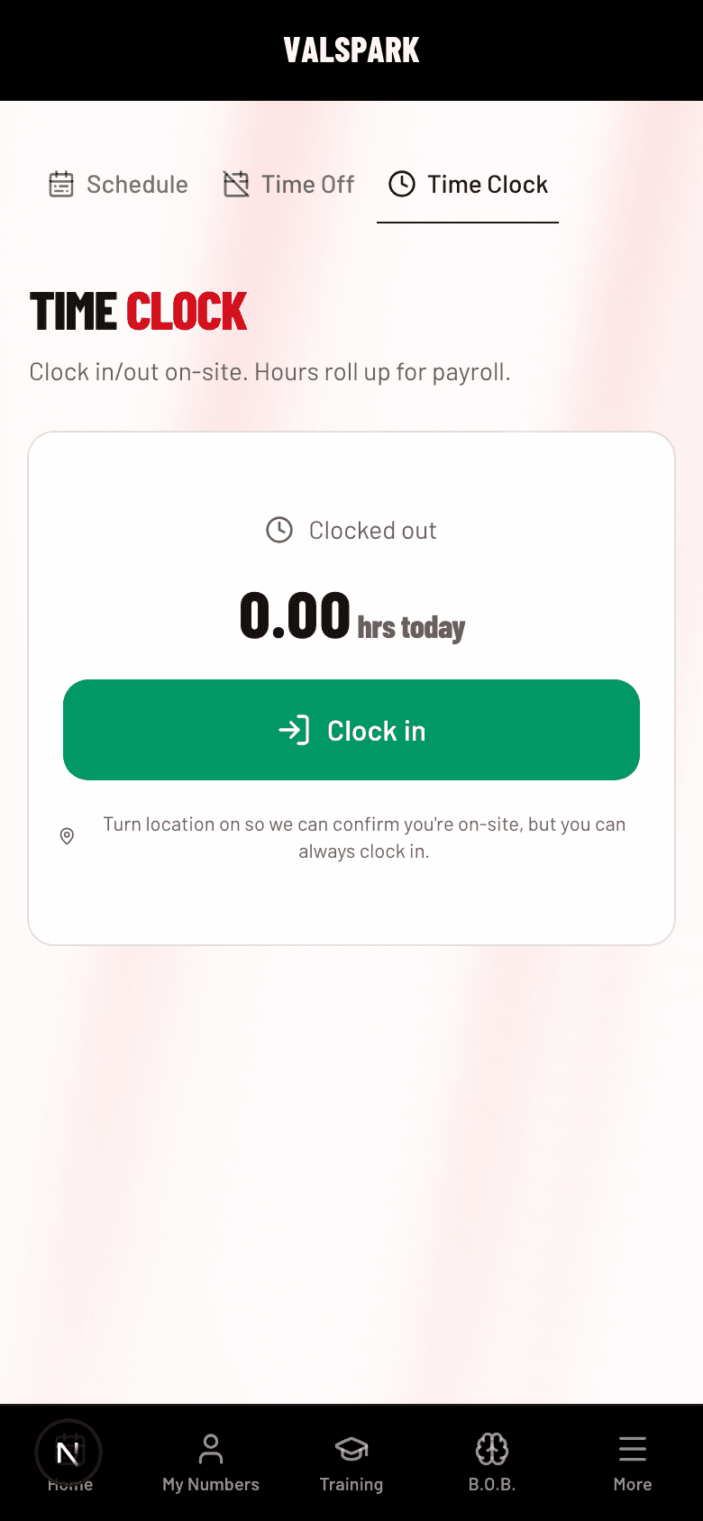 Crew GPS time clock